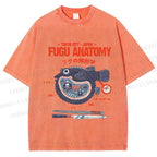 Unisex Fugu Anatomy Printed Washed Tee
