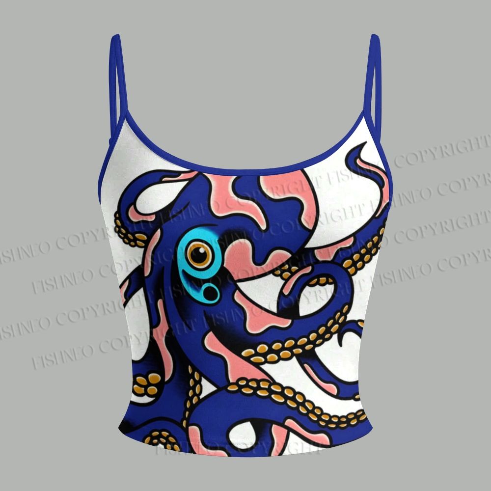 Blue Pink Octopus Top & Elasticated Trousers Two-Piece Set