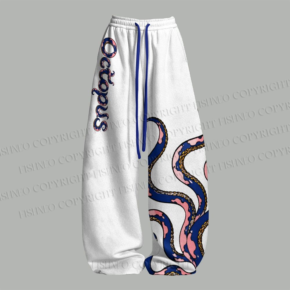 Blue Pink Octopus Top & Elasticated Trousers Two-Piece Set