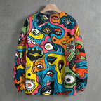 Weird Eyes Graffiti Crew Neck Sweater