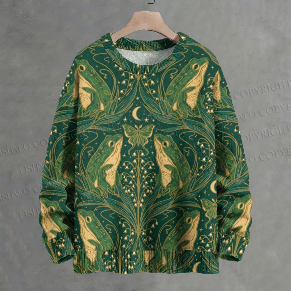 Green frog Crew Neck Sweater