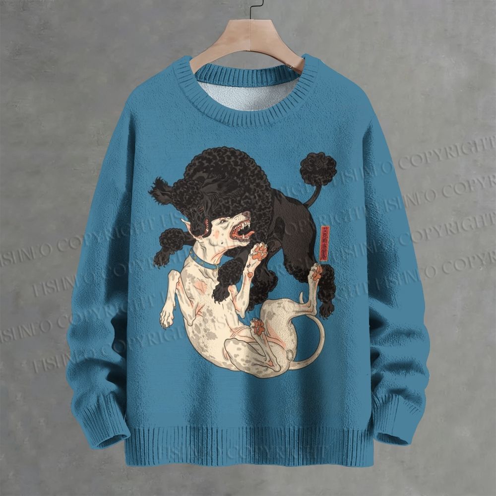 Blue Poodle Crew Neck Sweater