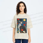 Unisex Cat in Night Garden Printed Washed Tee