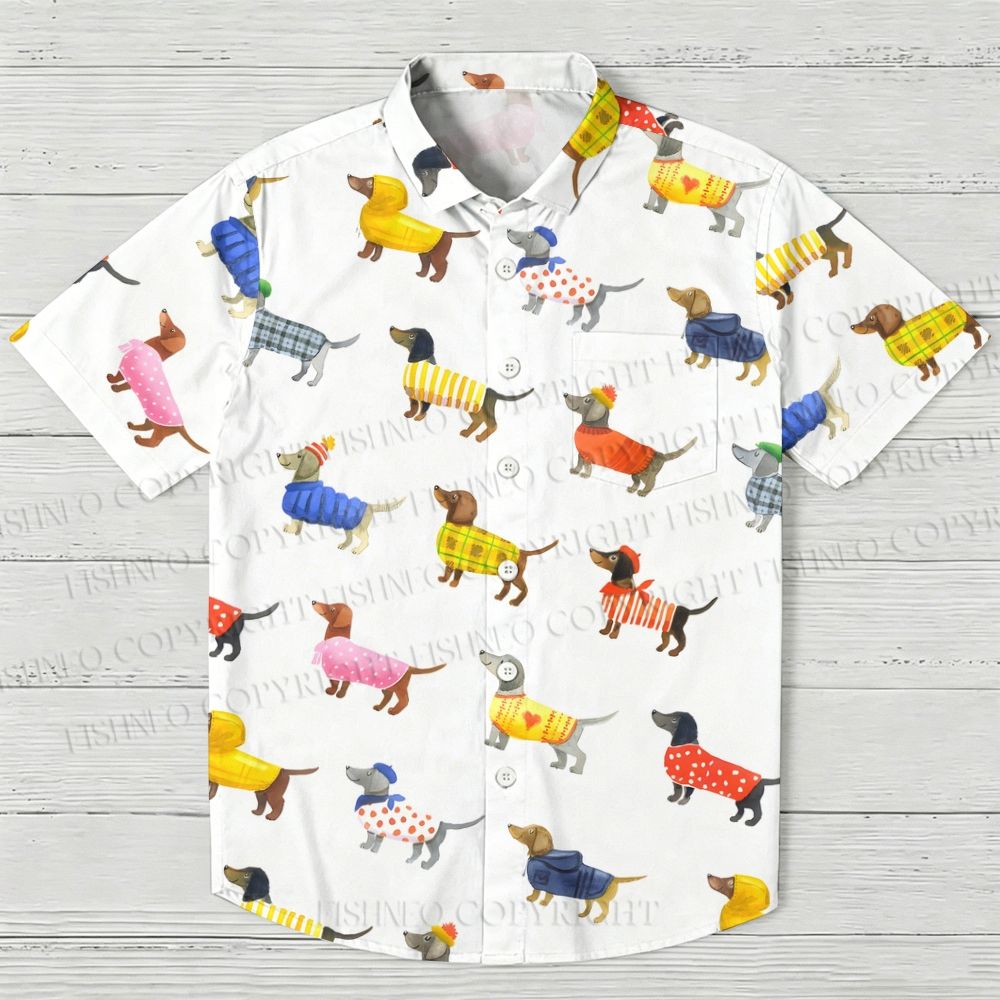 Multicolor Dachshund Dogs Hawaiian Shirt