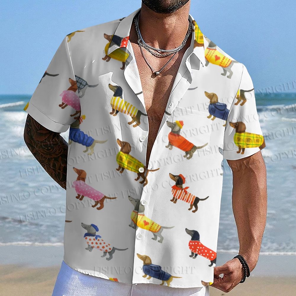 Multicolor Dachshund Dogs Hawaiian Shirt