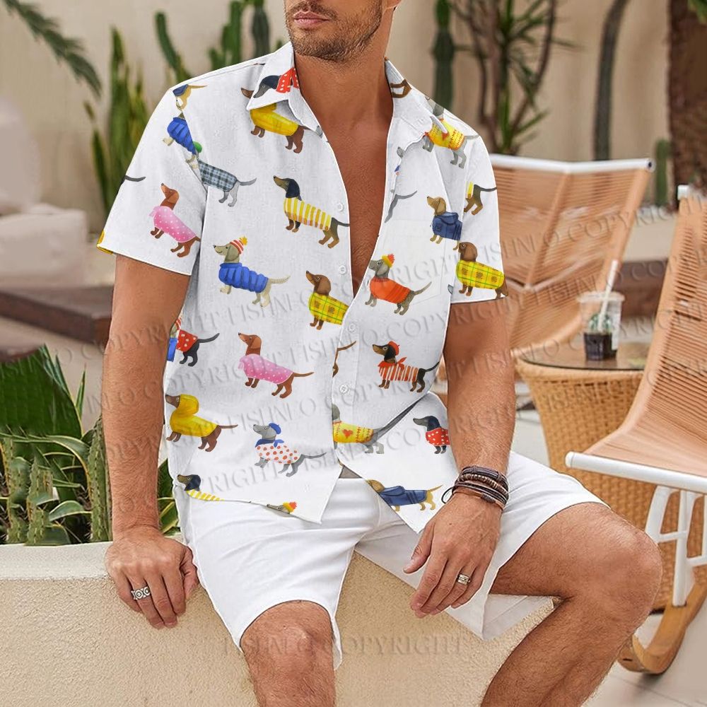Multicolor Dachshund Dogs Hawaiian Shirt