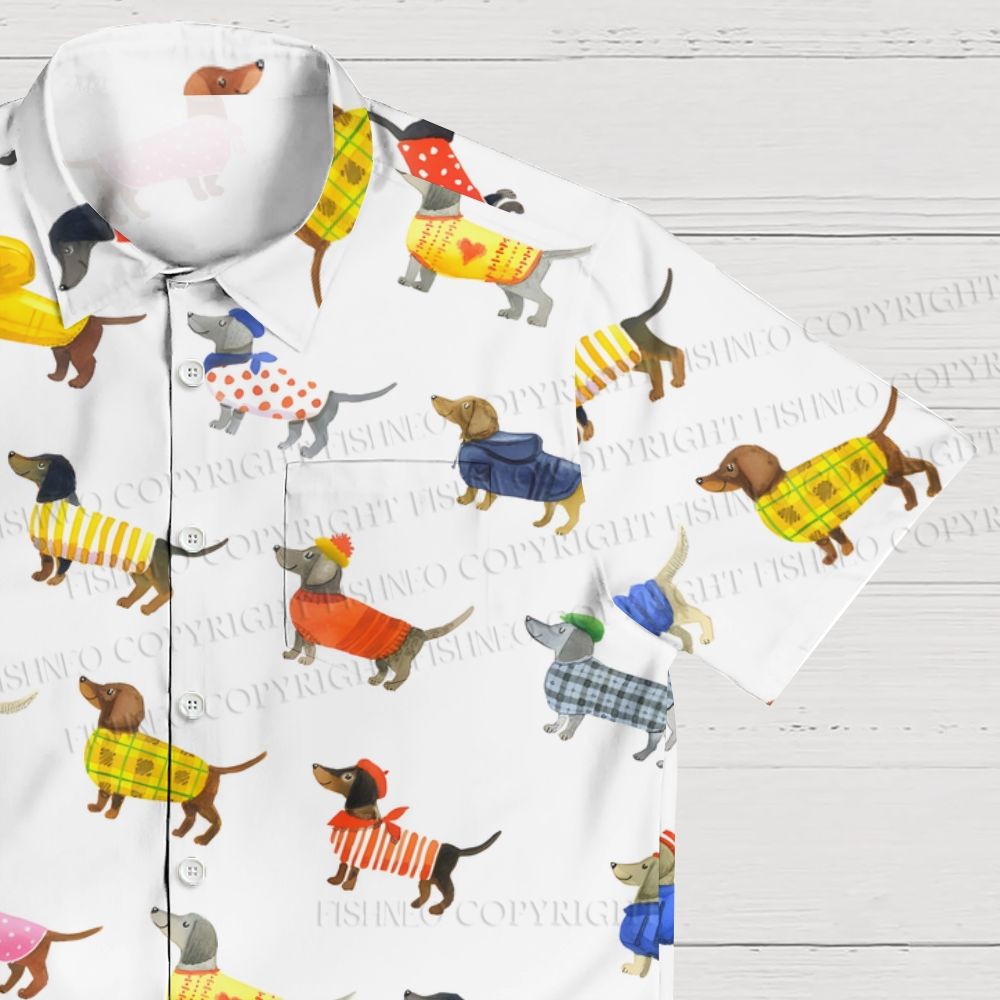 Multicolor Dachshund Dogs Hawaiian Shirt