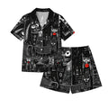 Line-Art Cat Printed Pajama sets