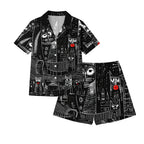 Line-Art Cat Printed Pajama sets