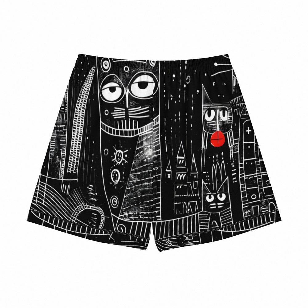 Line-Art Cat Printed Pajama sets