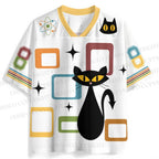 Mid Century Cat Printed Jersey Shirts