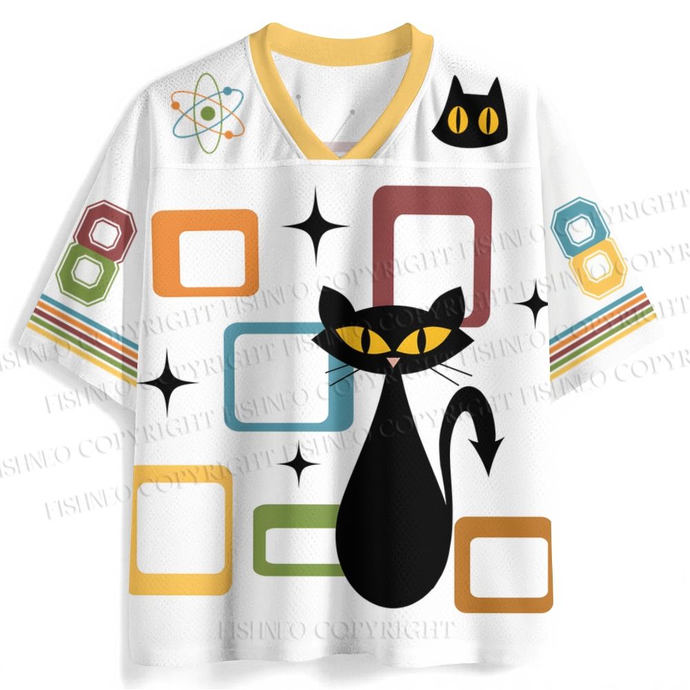 Mid Century Cat Printed Jersey Shirts