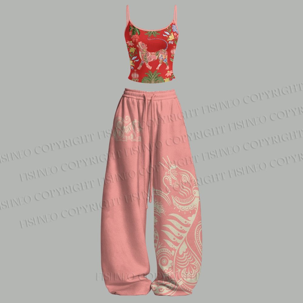 Pink Tiger Top & Elasticated Trousers Two-Piece Set