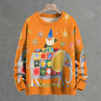 Draped In A Colorful Blanket Elephant Crew Neck Sweater