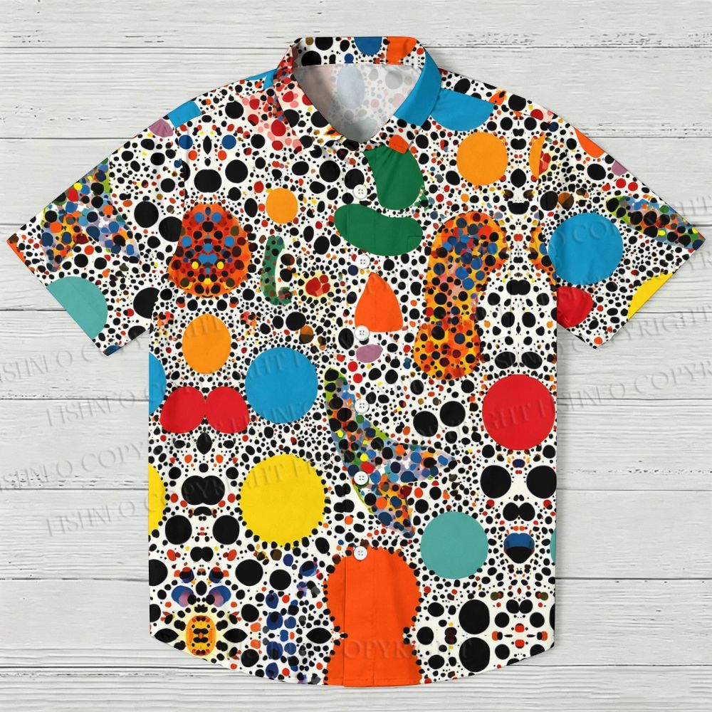 Pop Art Polka Dot Printed Hawaiian Shirt