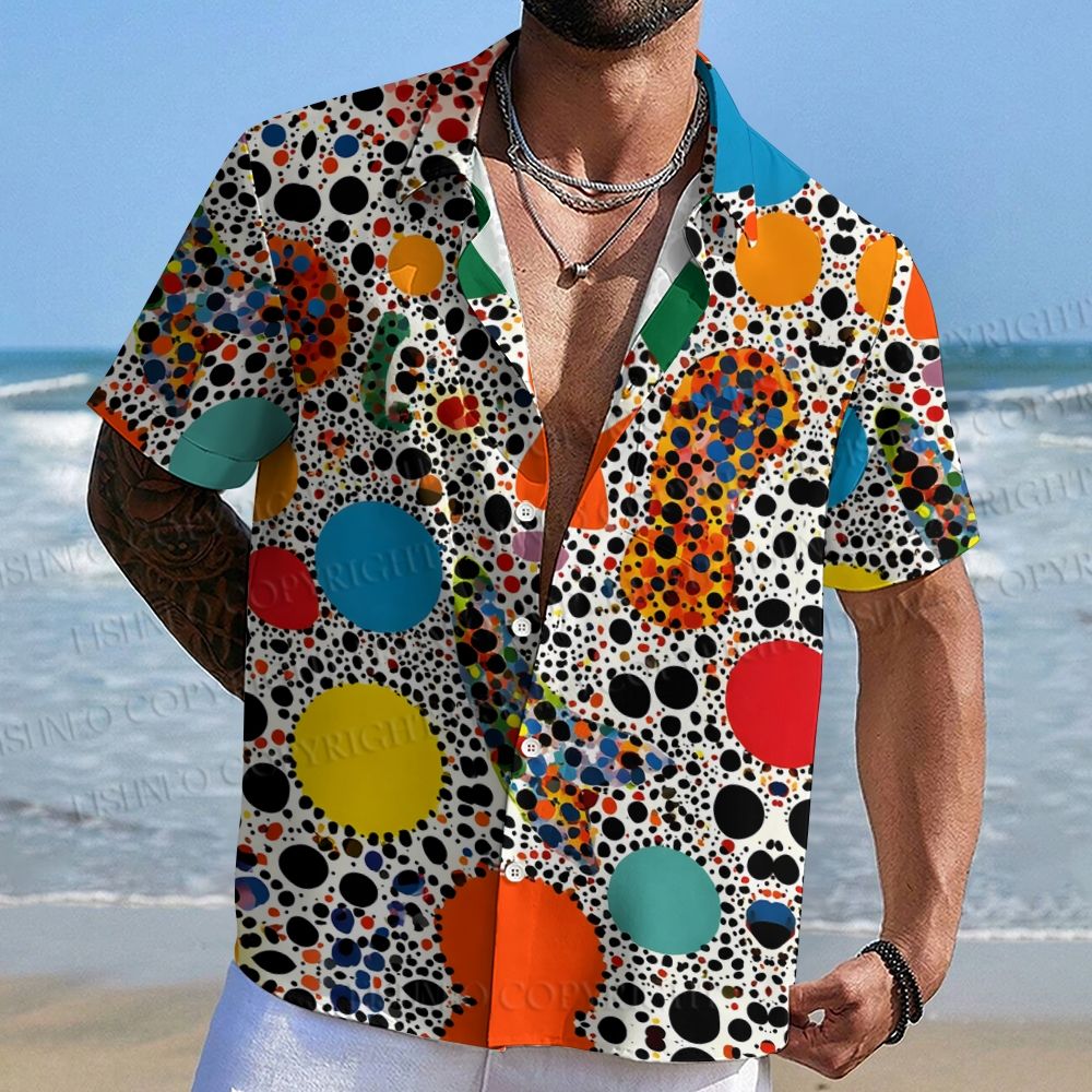 Pop Art Polka Dot Printed Hawaiian Shirt