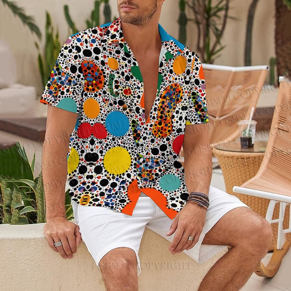 Pop Art Polka Dot Printed Hawaiian Shirt