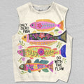 Unisex Only Dead Fish Go With The Flow Printed Tank Top