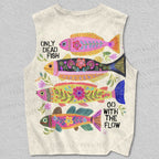 Unisex Only Dead Fish Go With The Flow Printed Tank Top