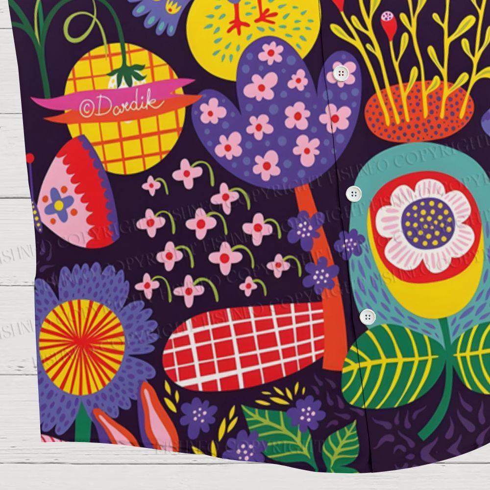 Floral Bird And Rabbit Printed Hawaiian Shirt