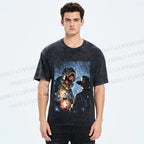 Unisex Rainy Night Dinosaur Encounter Printed Washed Tee