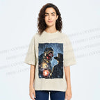 Unisex Rainy Night Dinosaur Encounter Printed Washed Tee