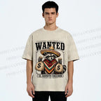 Unisex Wanted Bandit Raccoon Printed Washed Tee