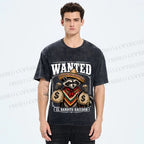 Unisex Wanted Bandit Raccoon Printed Washed Tee