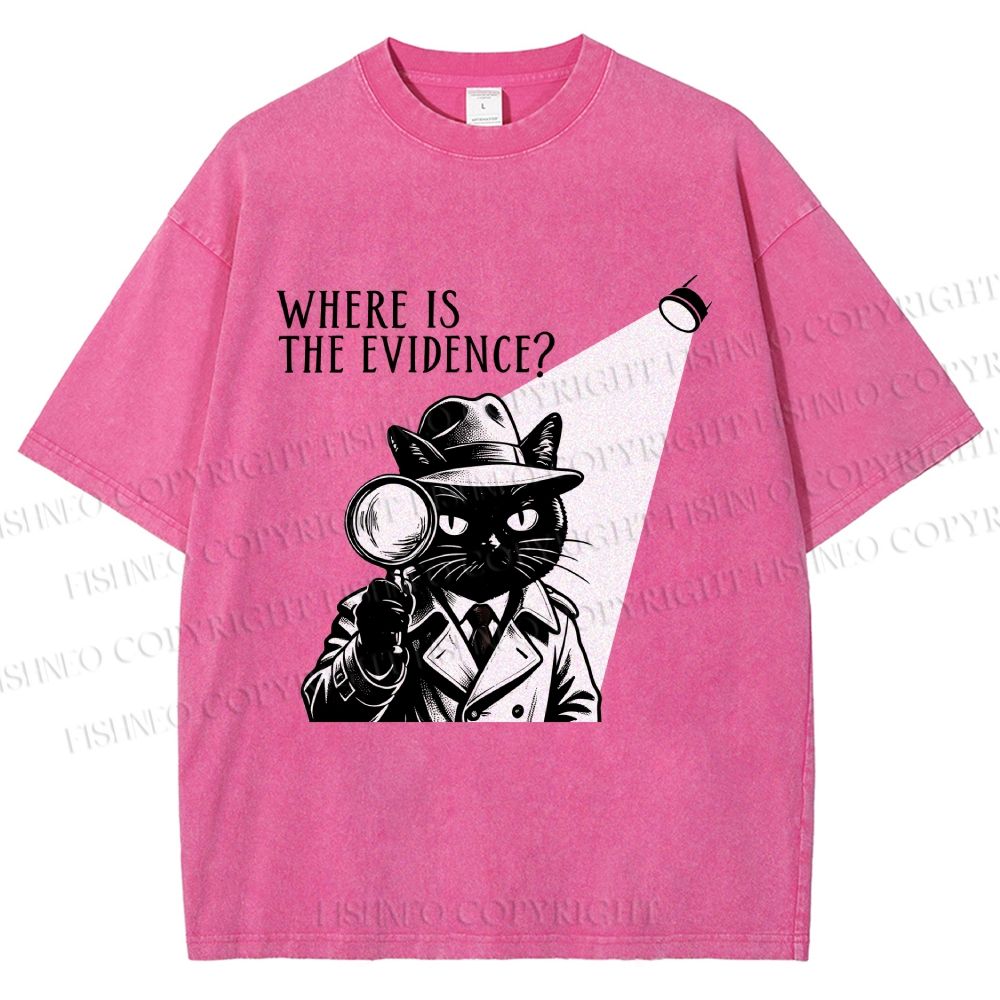 Unisex Detective Noir Black Cat Printed Washed Tee