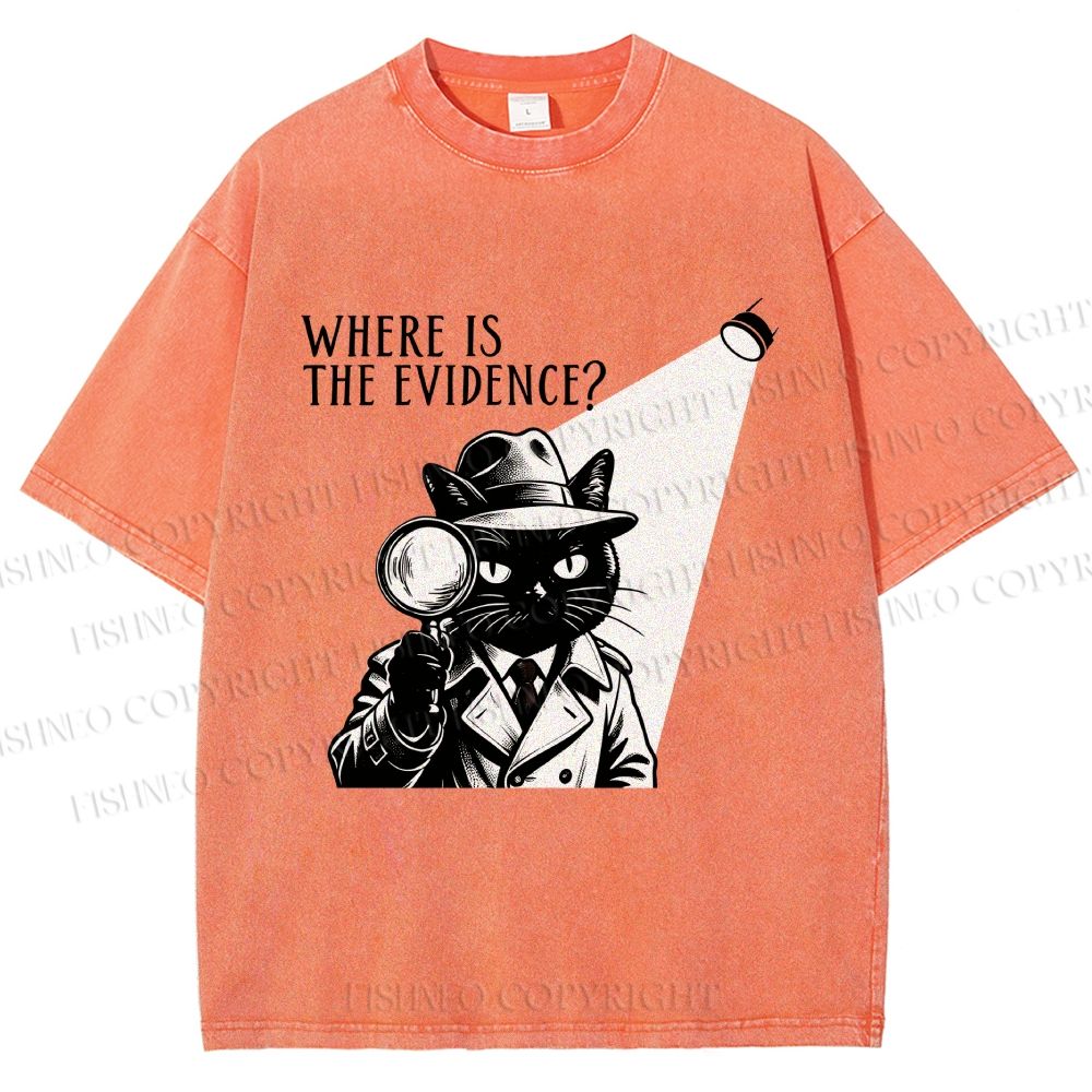 Unisex Detective Noir Black Cat Printed Washed Tee