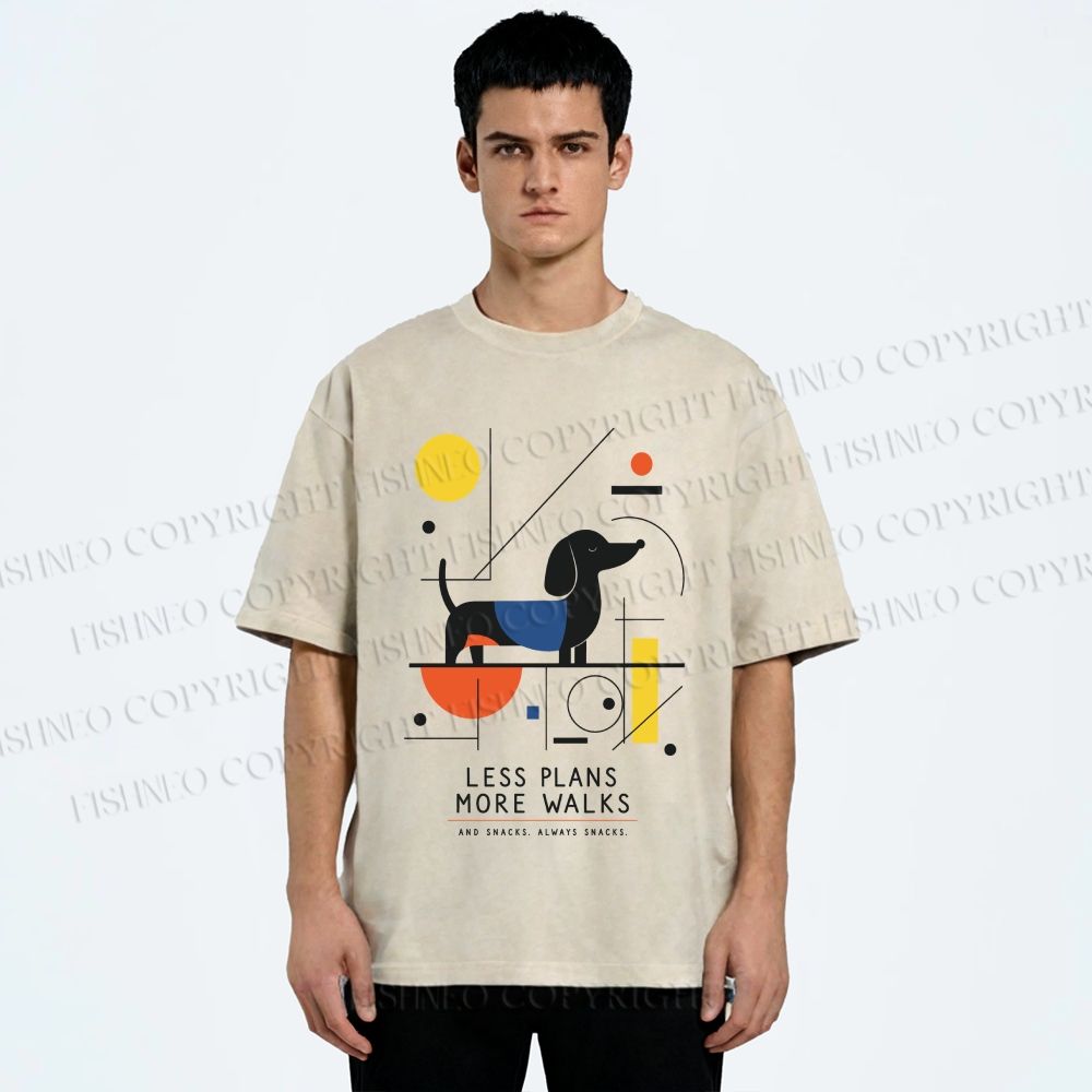 Unisex Bauhaus Dachshund Printed Washed Tee