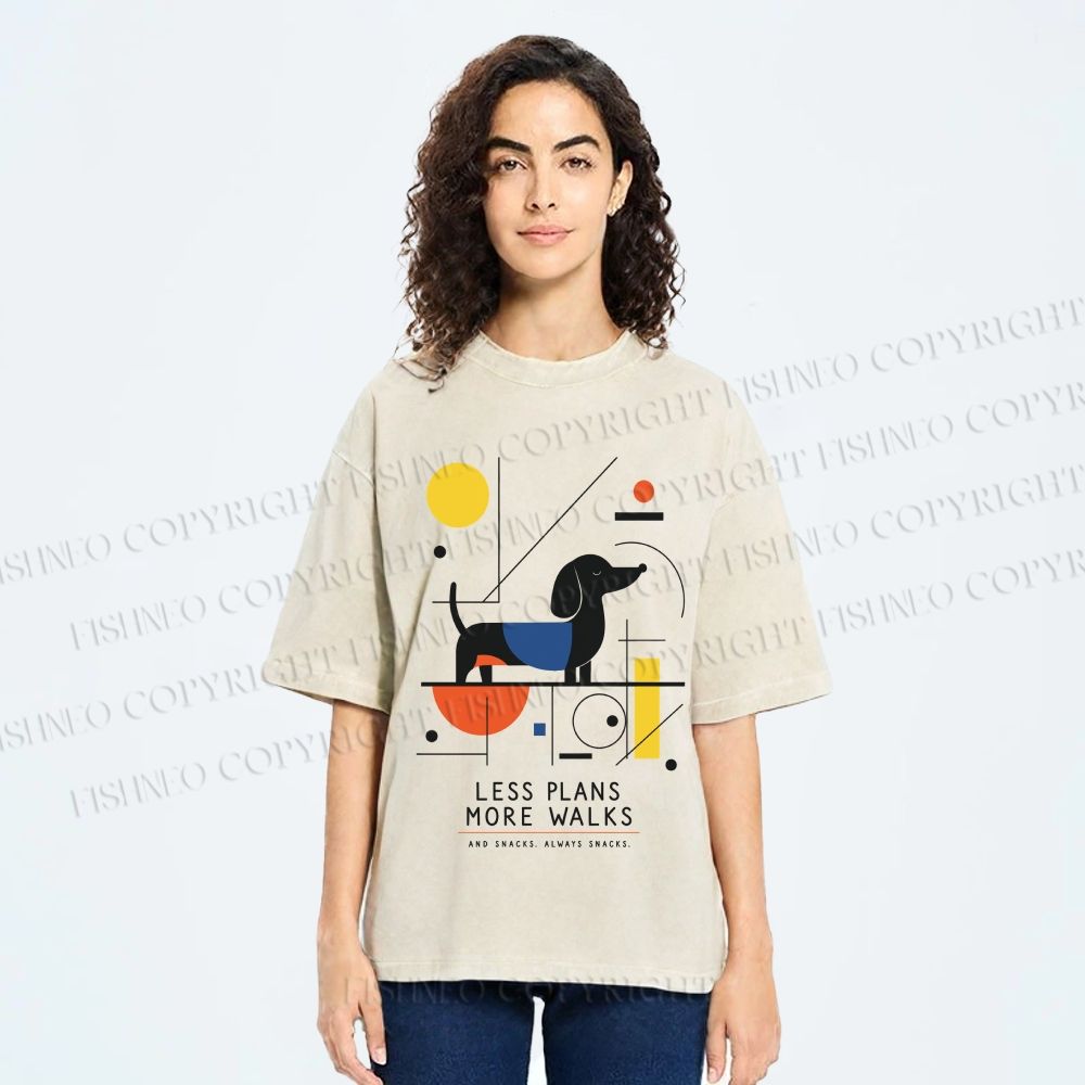 Unisex Bauhaus Dachshund Printed Washed Tee