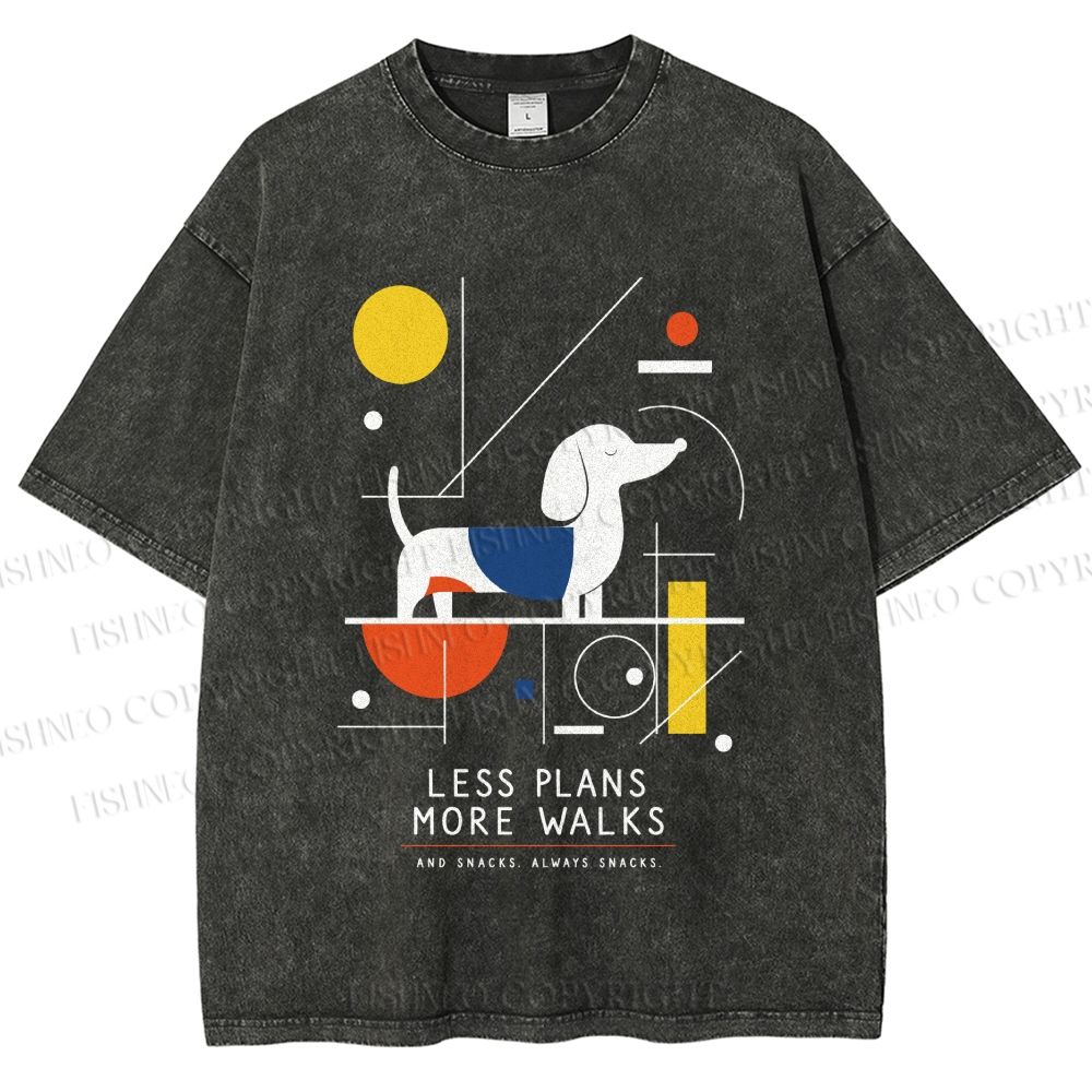 Unisex Bauhaus Dachshund Printed Washed Tee
