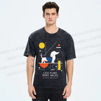 Unisex Bauhaus Dachshund Printed Washed Tee