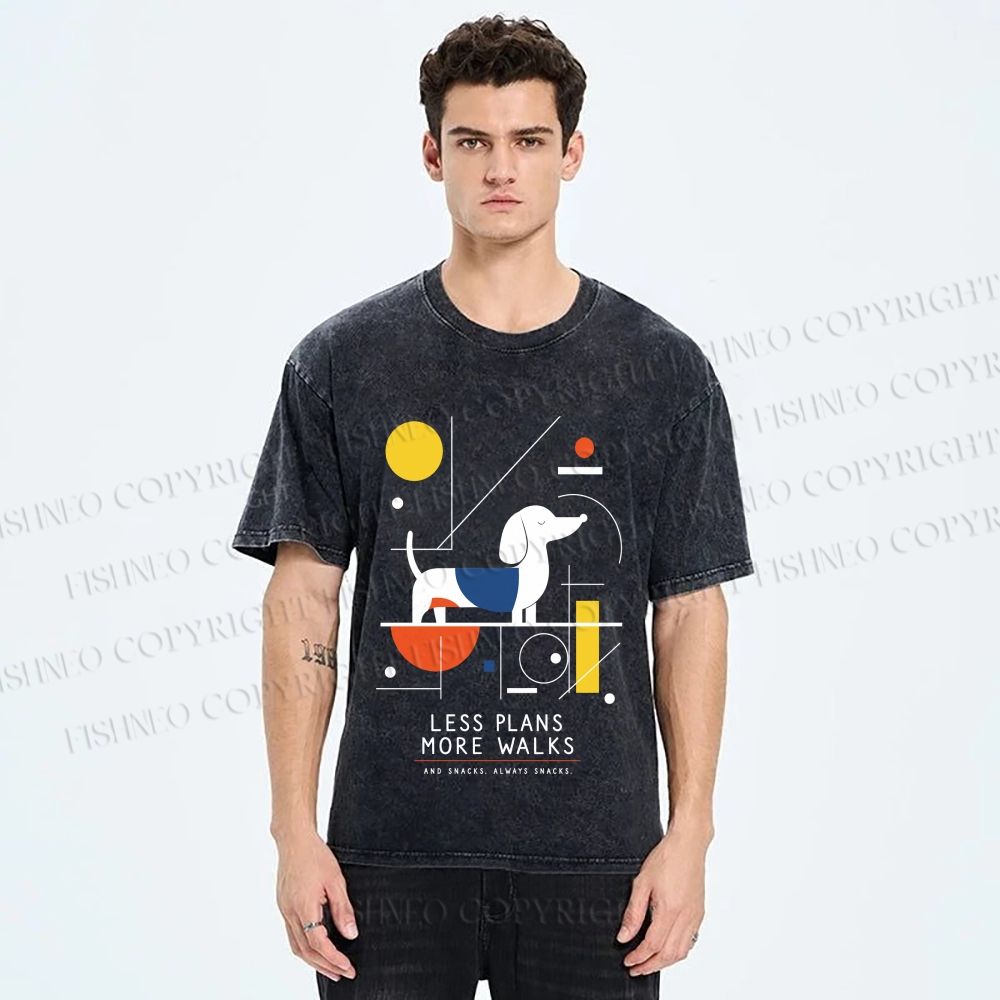 Unisex Bauhaus Dachshund Printed Washed Tee
