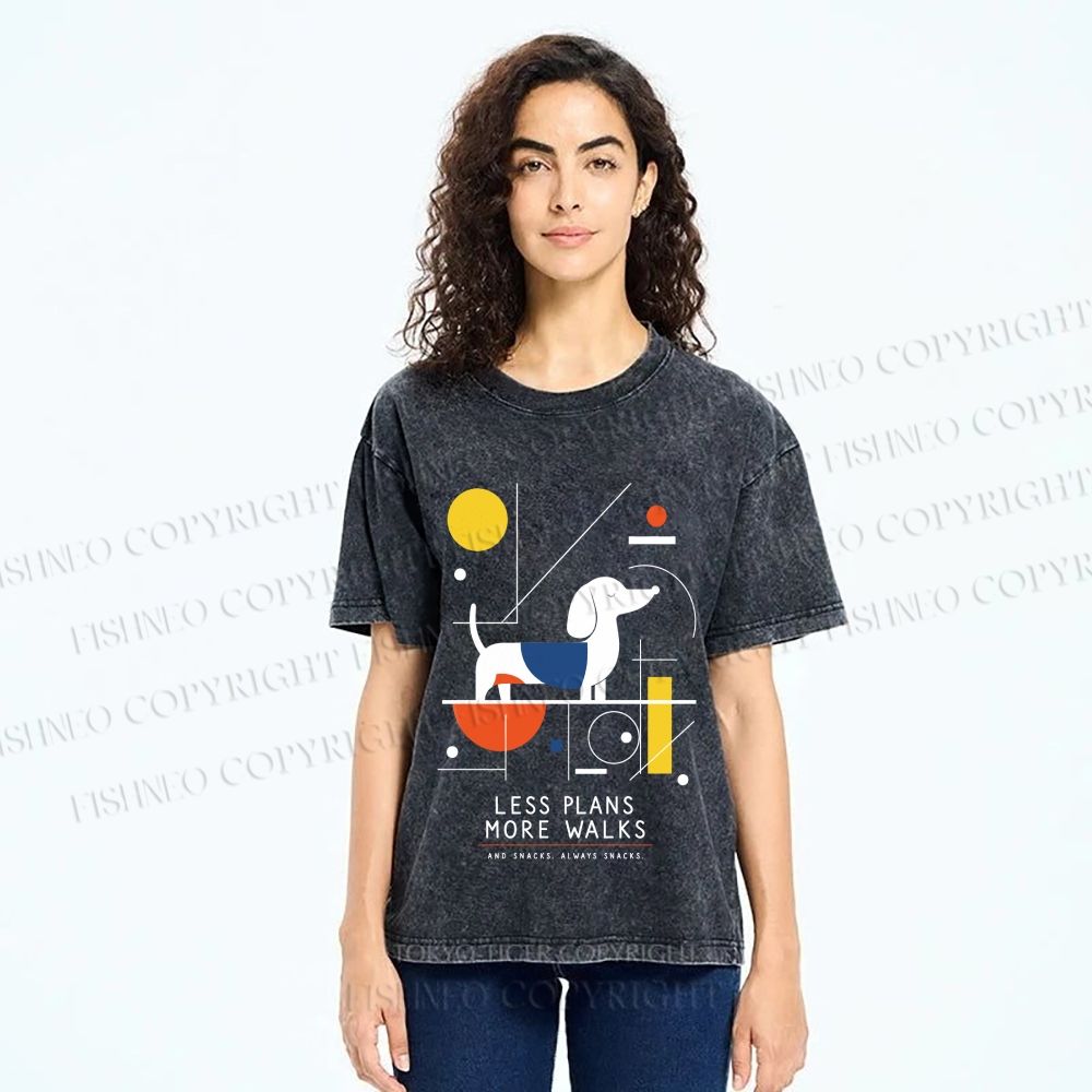 Unisex Bauhaus Dachshund Printed Washed Tee