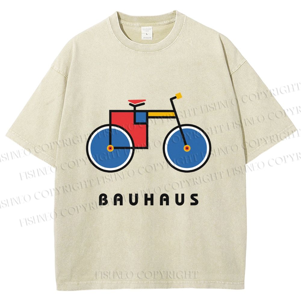 Unisex Bauhaus Bicycle Printed Washed Tee