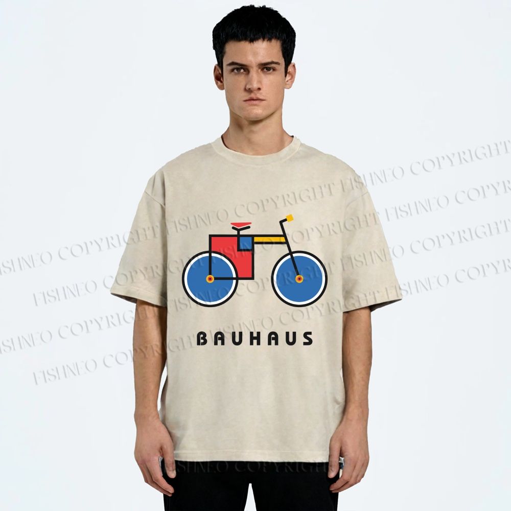 Unisex Bauhaus Bicycle Printed Washed Tee