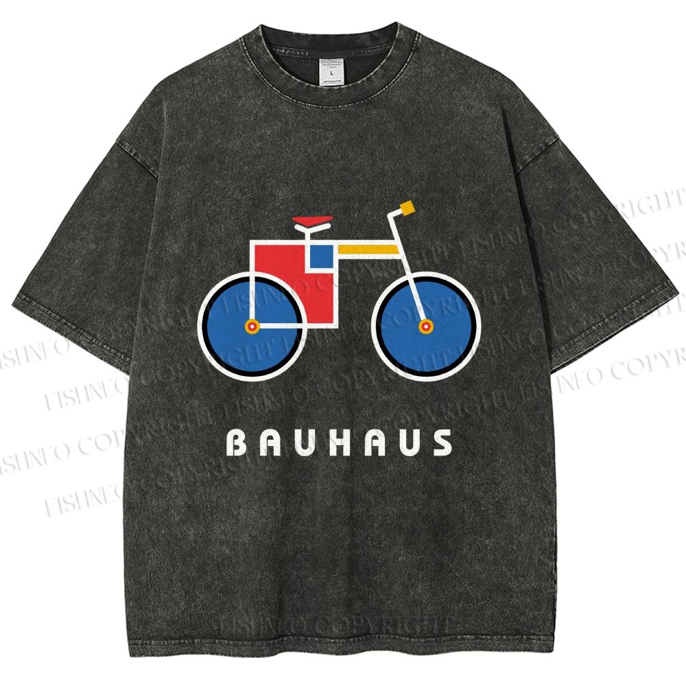 Unisex Bauhaus Bicycle Printed Washed Tee