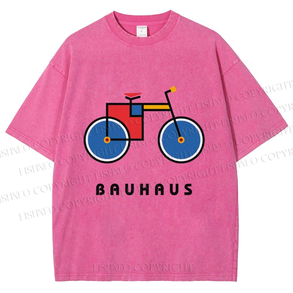Unisex Bauhaus Bicycle Printed Washed Tee