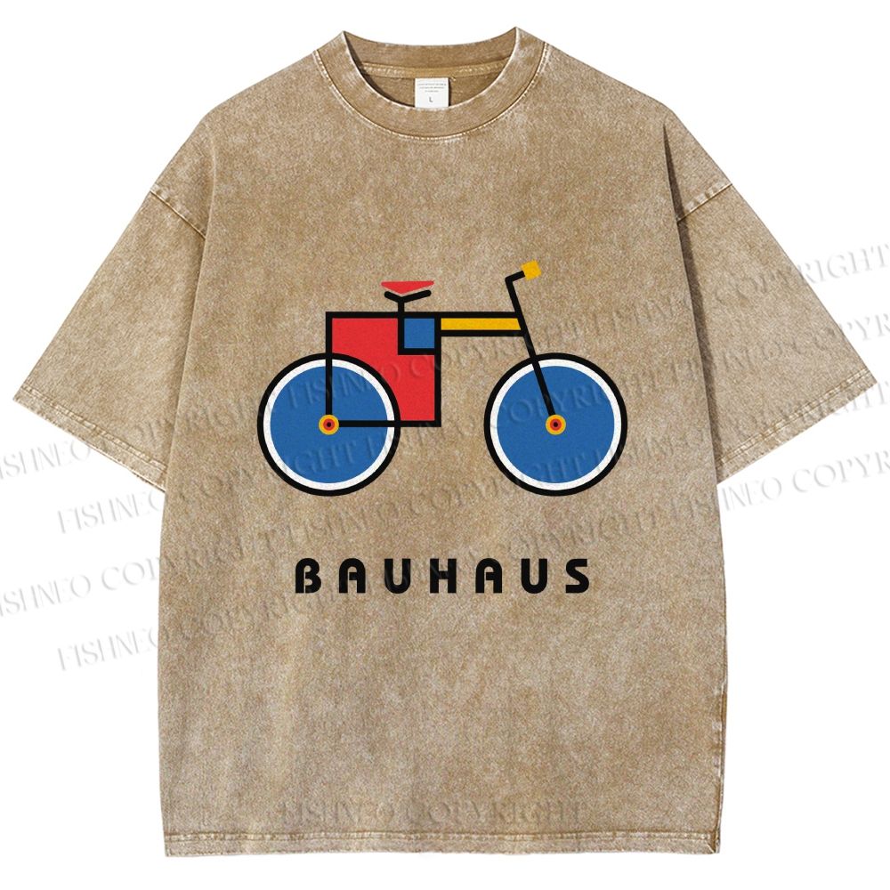 Unisex Bauhaus Bicycle Printed Washed Tee