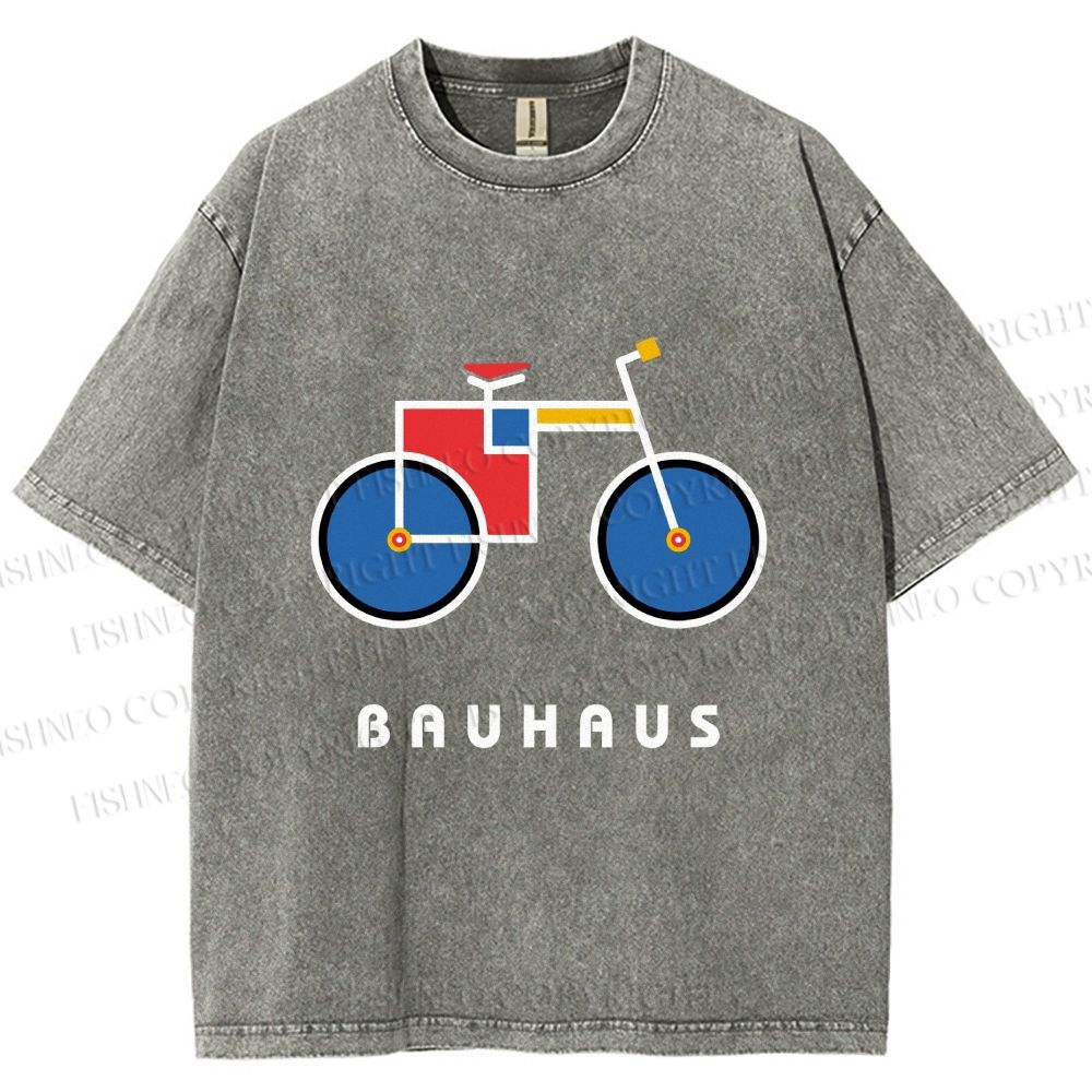Unisex Bauhaus Bicycle Printed Washed Tee