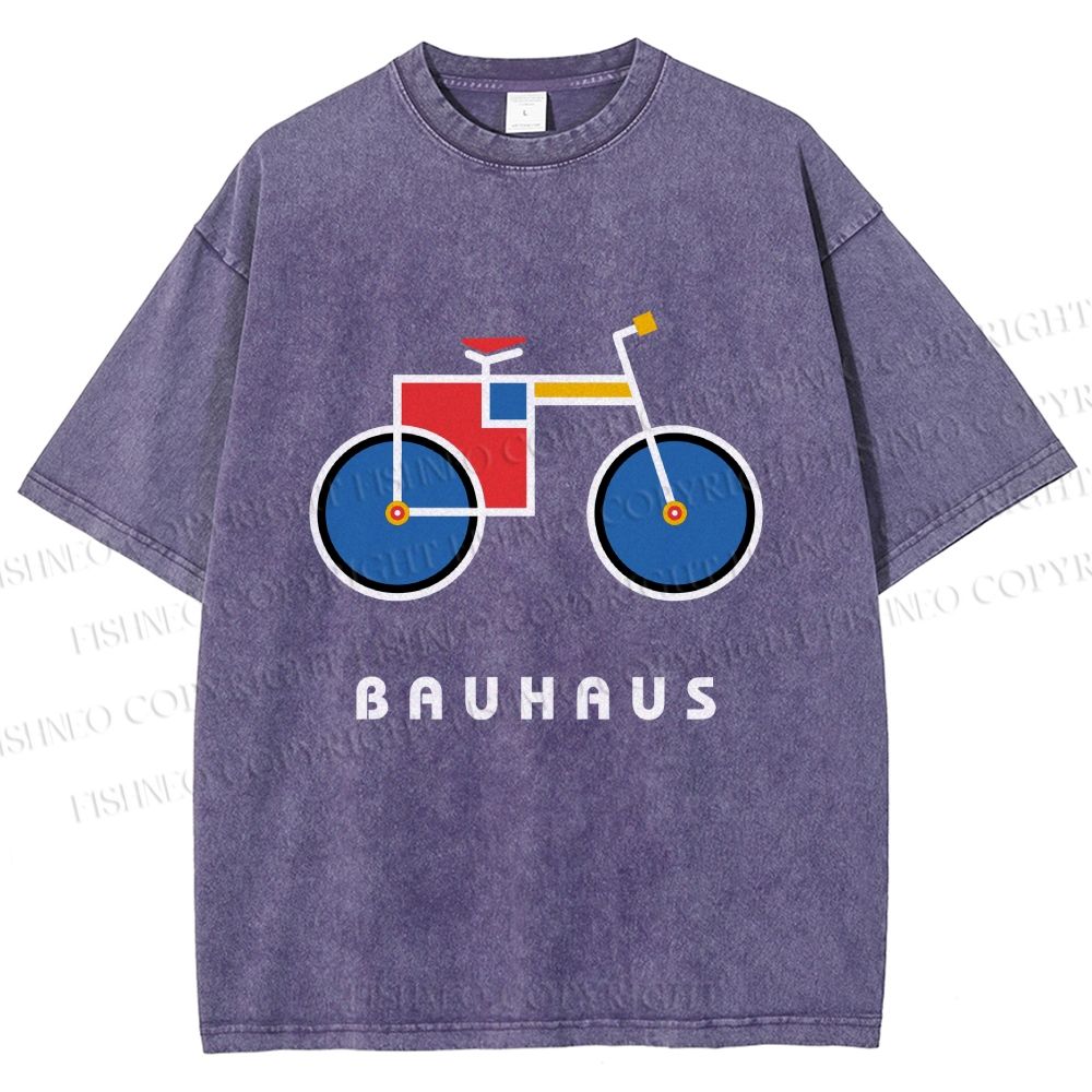 Unisex Bauhaus Bicycle Printed Washed Tee