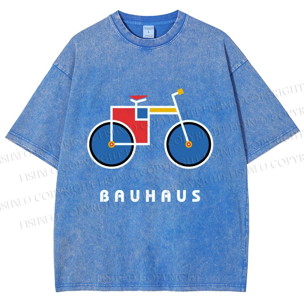 Unisex Bauhaus Bicycle Printed Washed Tee