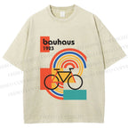 Unisex Bauhaus Bicycle Printed Washed Tee