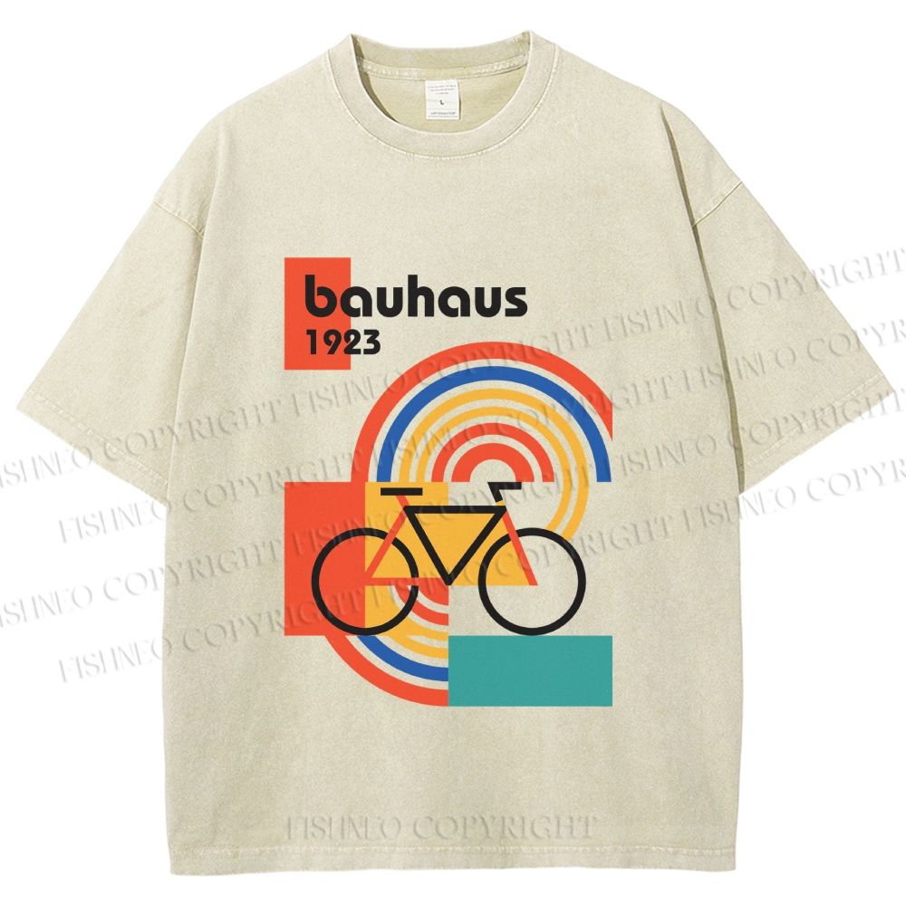 Unisex Bauhaus Bicycle Printed Washed Tee
