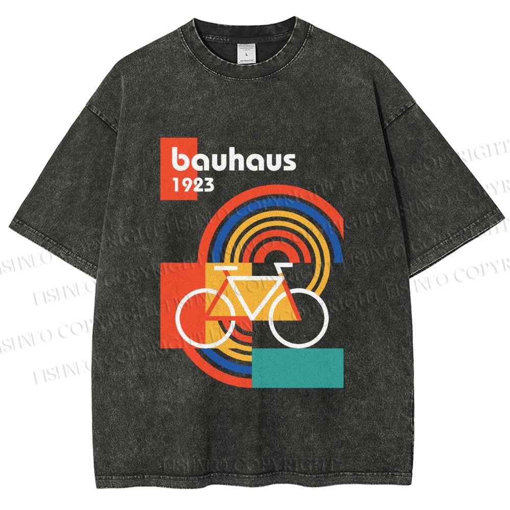 Unisex Bauhaus Bicycle Printed Washed Tee