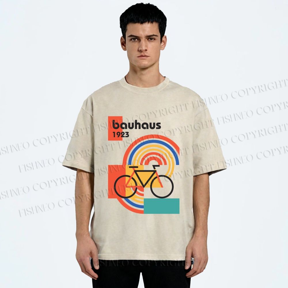 Unisex Bauhaus Bicycle Printed Washed Tee