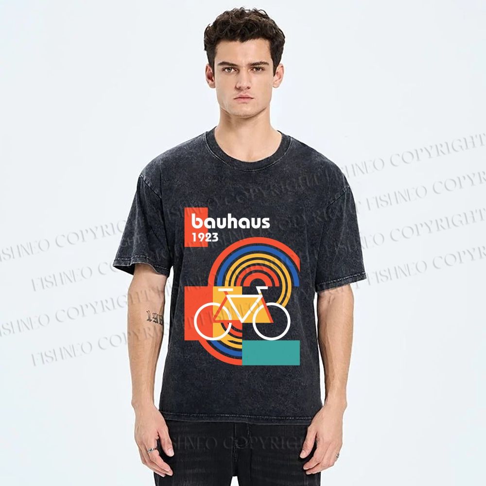 Unisex Bauhaus Bicycle Printed Washed Tee