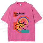 Unisex Bauhaus Bicycle Printed Washed Tee